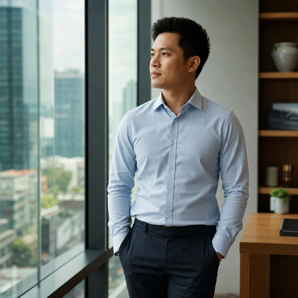Mẫu nam mặc trang phục công sở lịch lãm