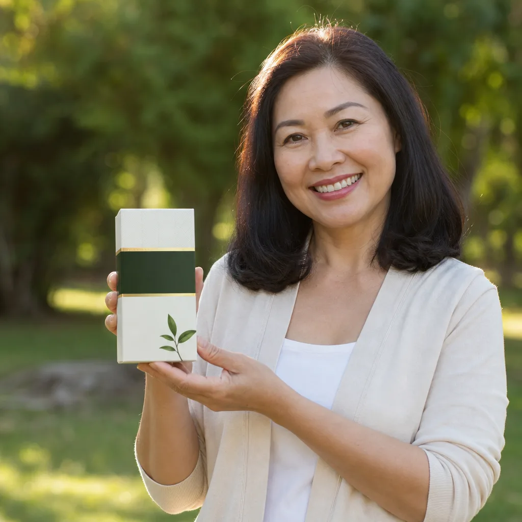 Mẫu trung niên dùng thực phẩm chức năng