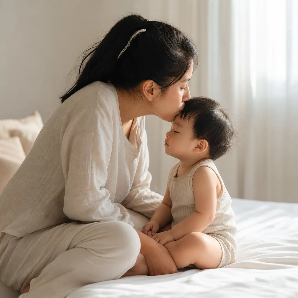 Ảnh mẹ và bé ấm áp - khoảnh khắc yêu thương trong nắng sớm
